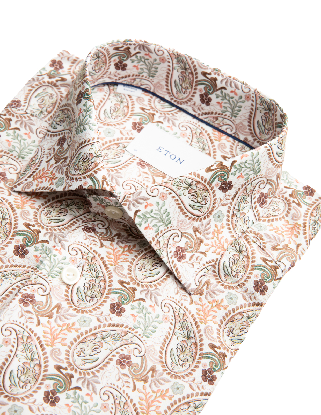 Contemporary Fit Skjorta Bomull Lyocell Paisley Brun