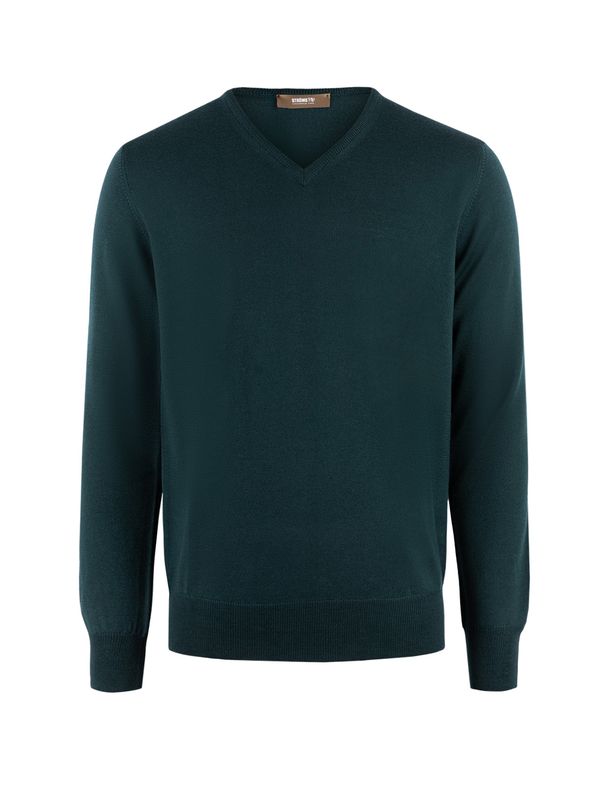 Tröja V-ringad Merinoull Mörkgrön