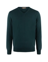 Tröja V-ringad Merinoull Mörkgrön