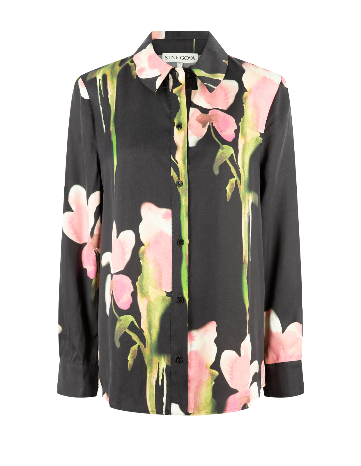 Blus Svart Blommig