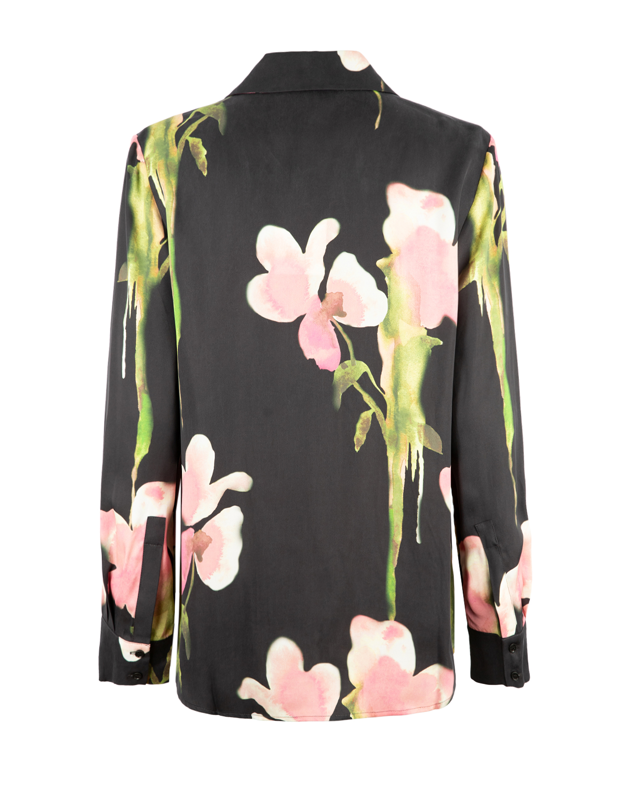 Blus Svart Blommig