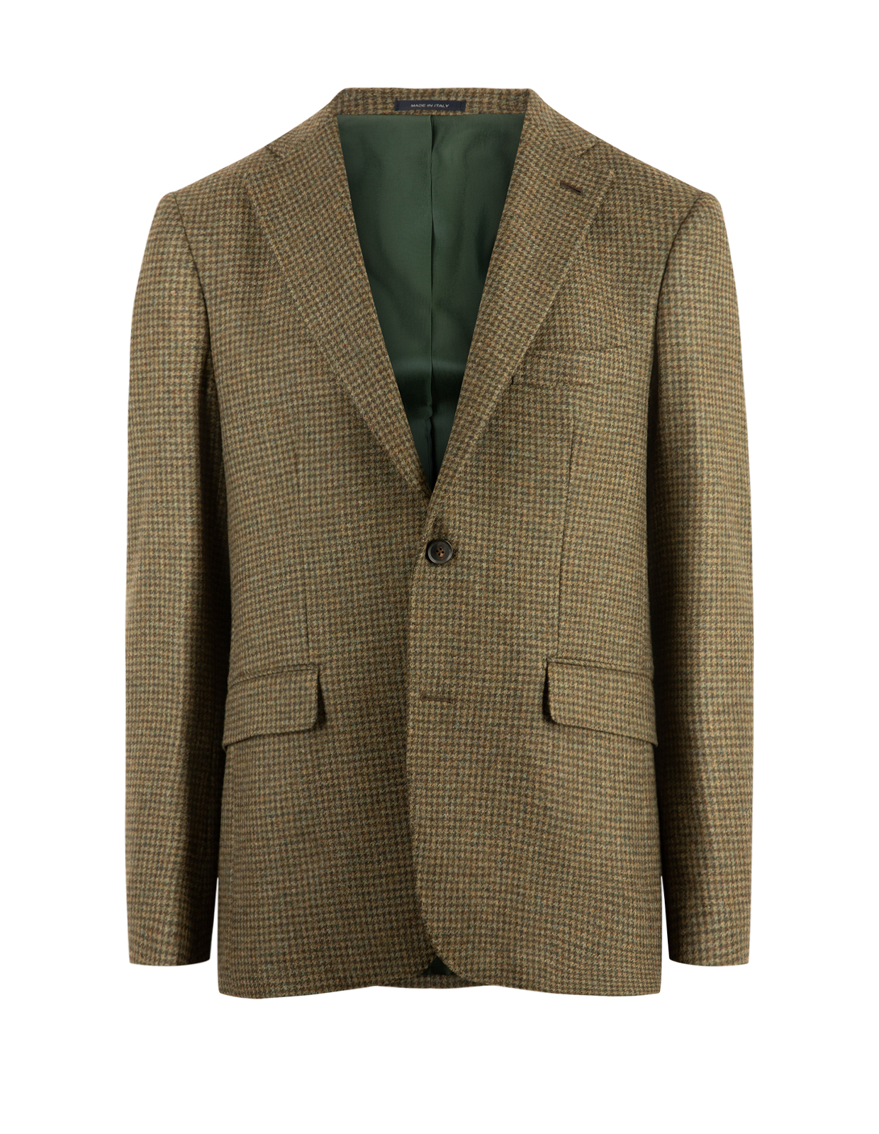 New Roma Kavaj Tweed Hundtandmönster Olivgrön