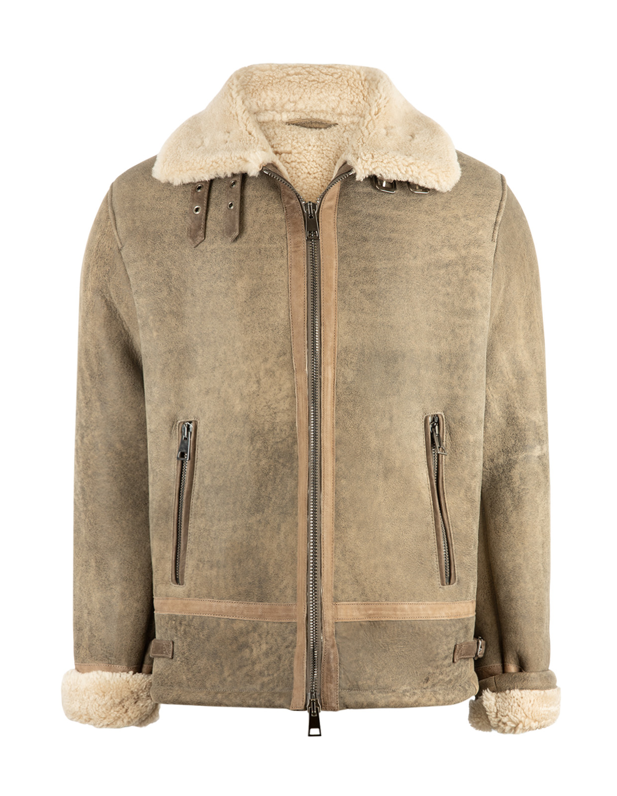 Pilot Shearling Jacka Vintage Grönbeige