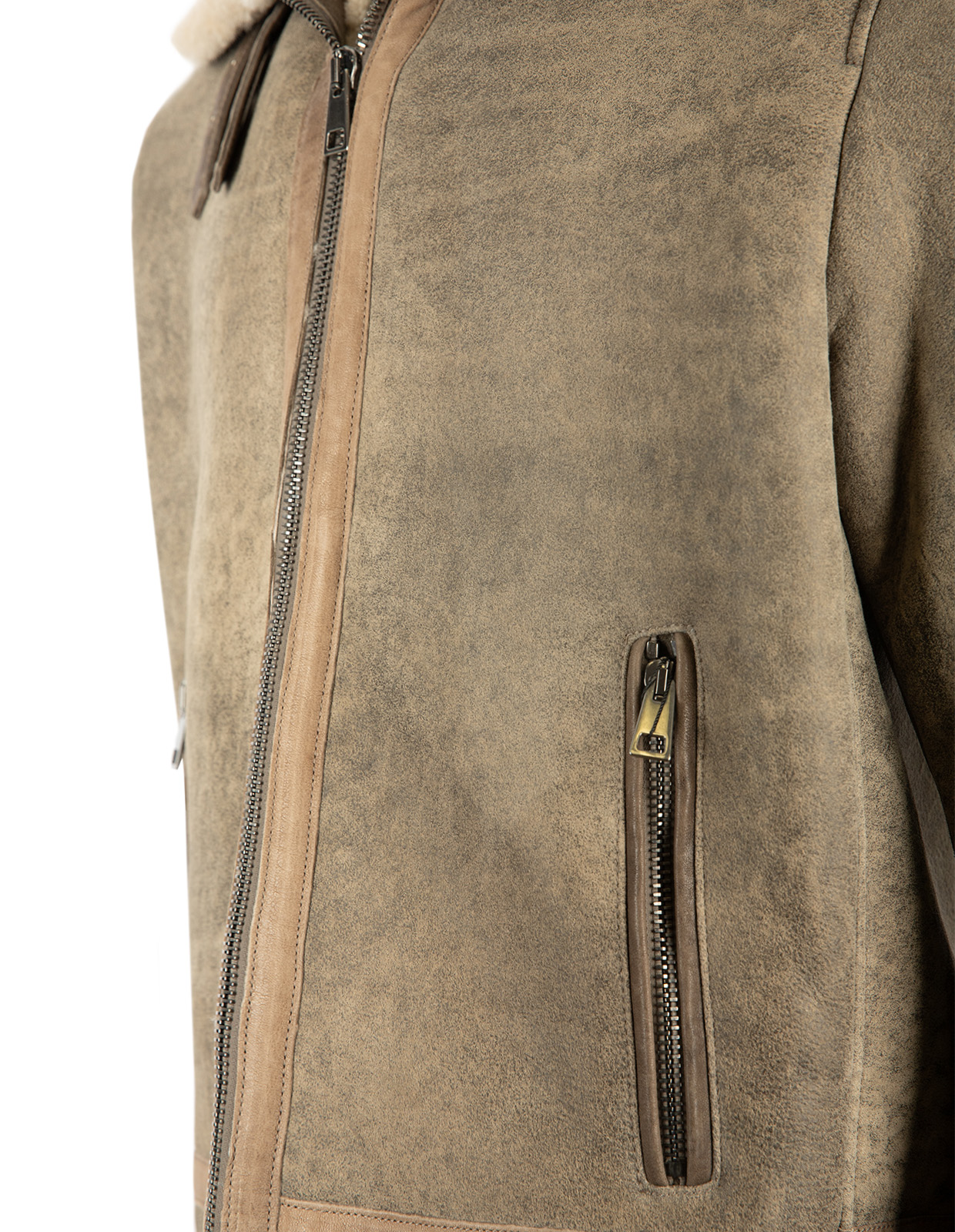 Pilot Shearling Jacka Vintage Grönbeige