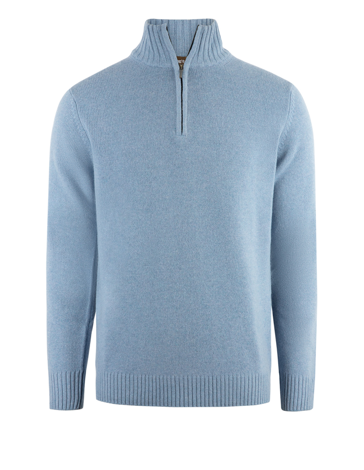Zip-tröja Ull/Cashmere Ljusblå