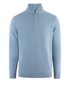 Zip-tröja Ull/Cashmere Ljusblå
