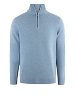 Zip-tröja Ull/Cashmere Ljusblå