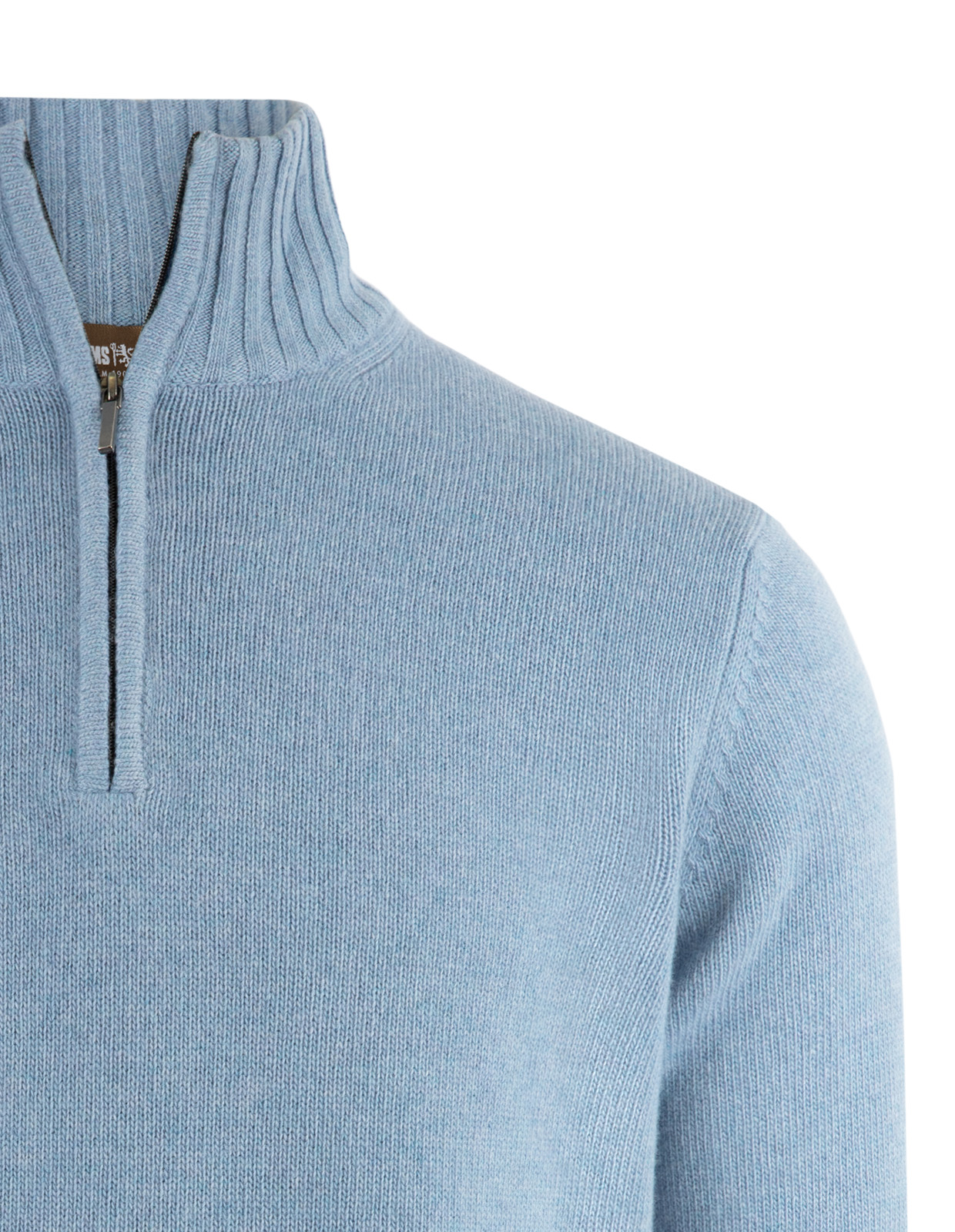 Zip-tröja Ull/Cashmere Ljusblå