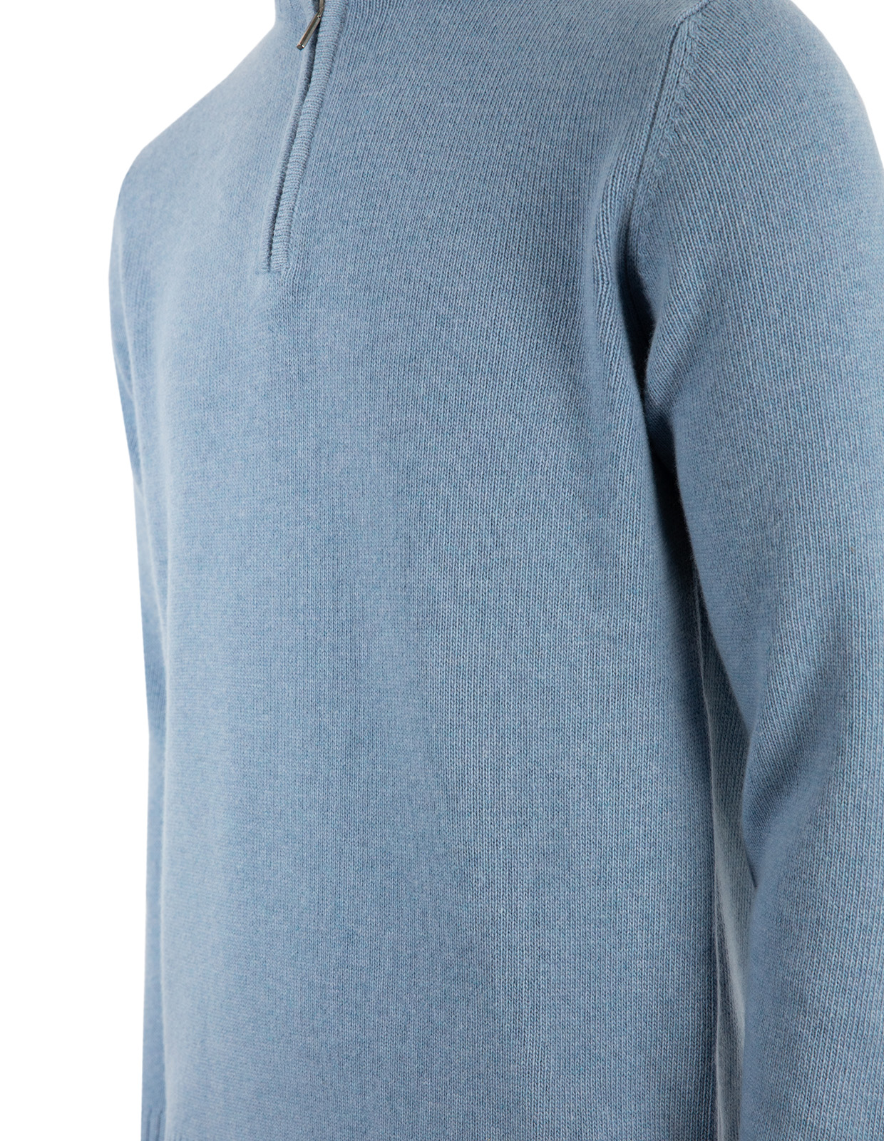 Zip-tröja Ull/Cashmere Ljusblå