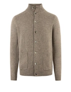 Chunky Cardigan Cashmere Mörkbeige