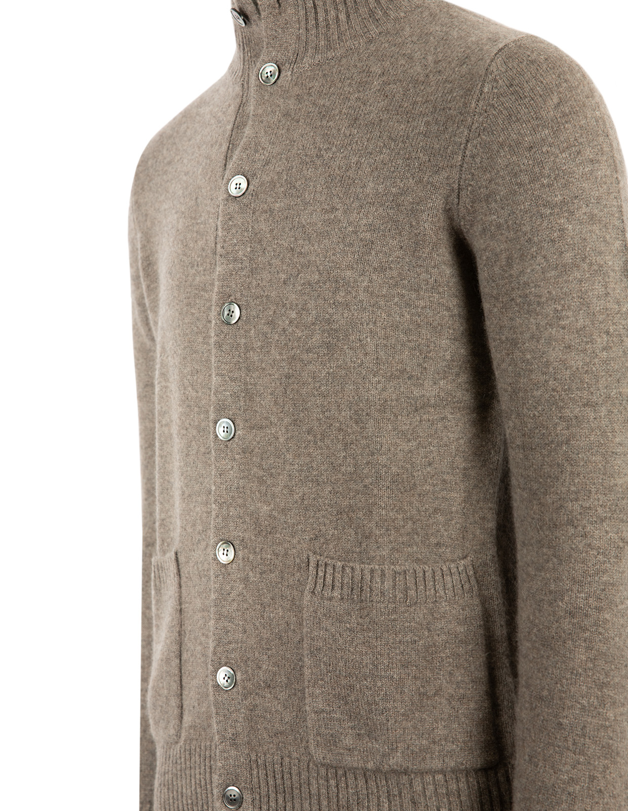 Chunky Cardigan Cashmere Mörkbeige
