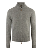 Zip Cardigan Cashmere Melerad Grå