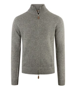 Zip Cardigan Cashmere Melerad Grå