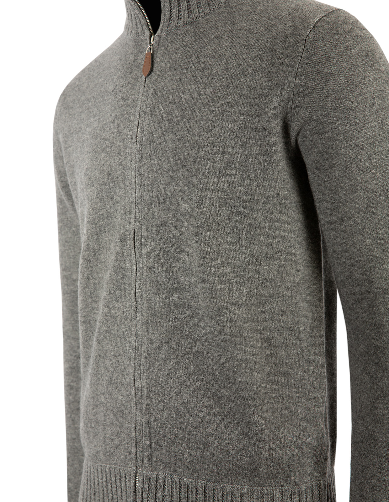 Zip Cardigan Cashmere Melerad Grå