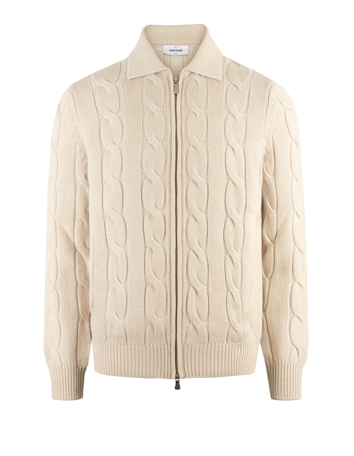Cardigan Kabelstickad Ull Cashmere Beige