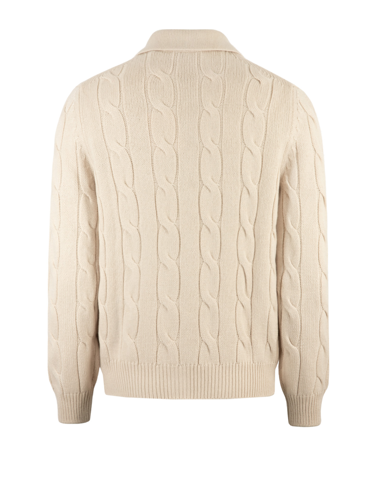 Cardigan Kabelstickad Ull Cashmere Beige