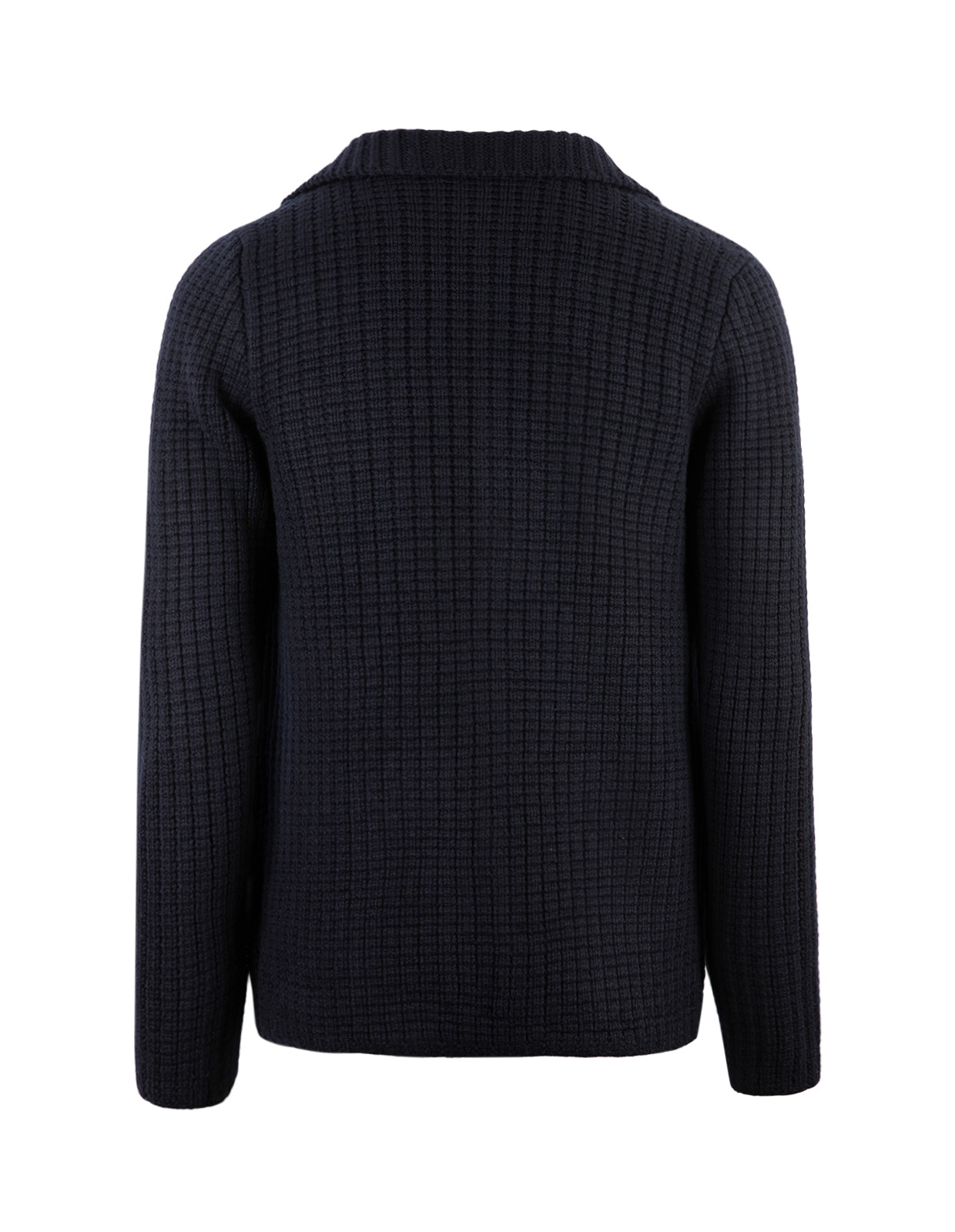 Cardigan Rustik Strukturstickad Ull Navy