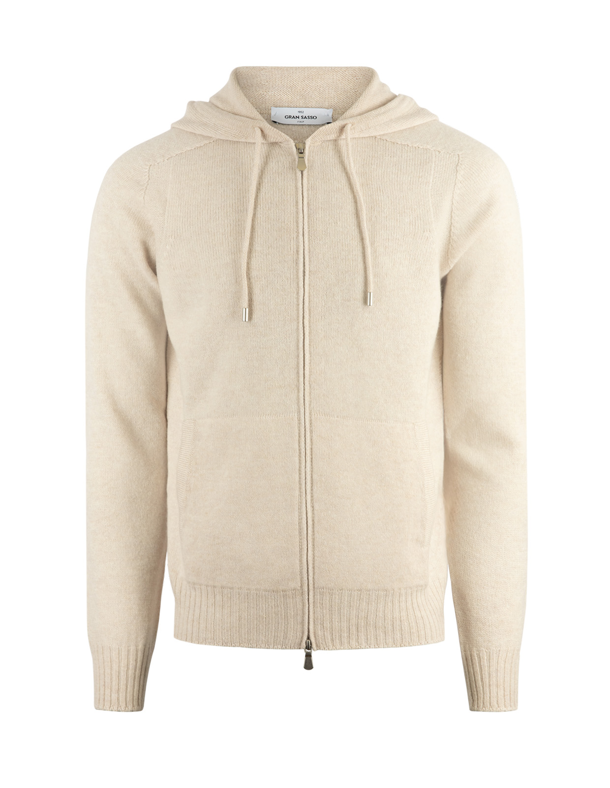 Hoodie Zip Cardigan Ull Ljusbeige