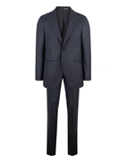 Firenze Kostym Ullflanell Kritstrecksrandig Navy