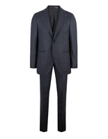 Firenze Kostym Ullflanell Kritstrecksrandig Navy