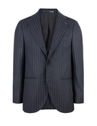 Firenze Kostym Ullflanell Kritstrecksrandig Navy