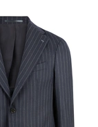 Firenze Kostym Ullflanell Kritstrecksrandig Navy