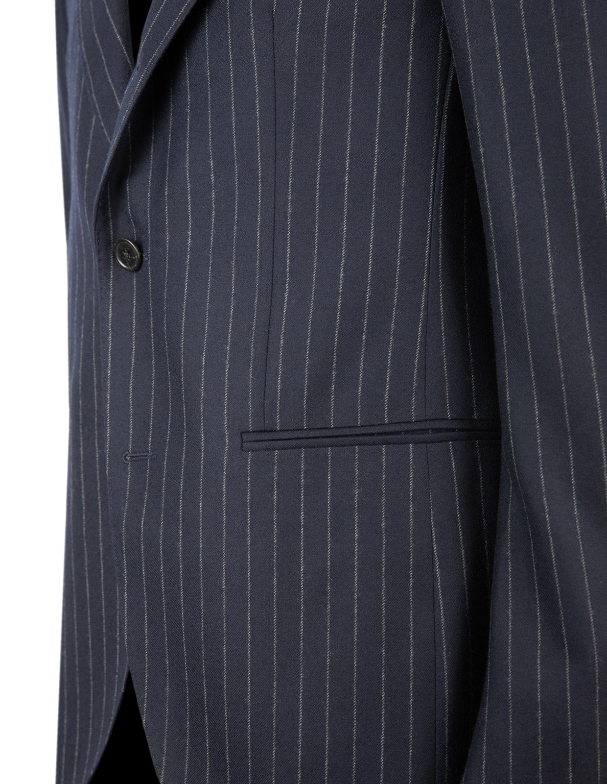 Firenze Kostym Ullflanell Kritstrecksrandig Navy