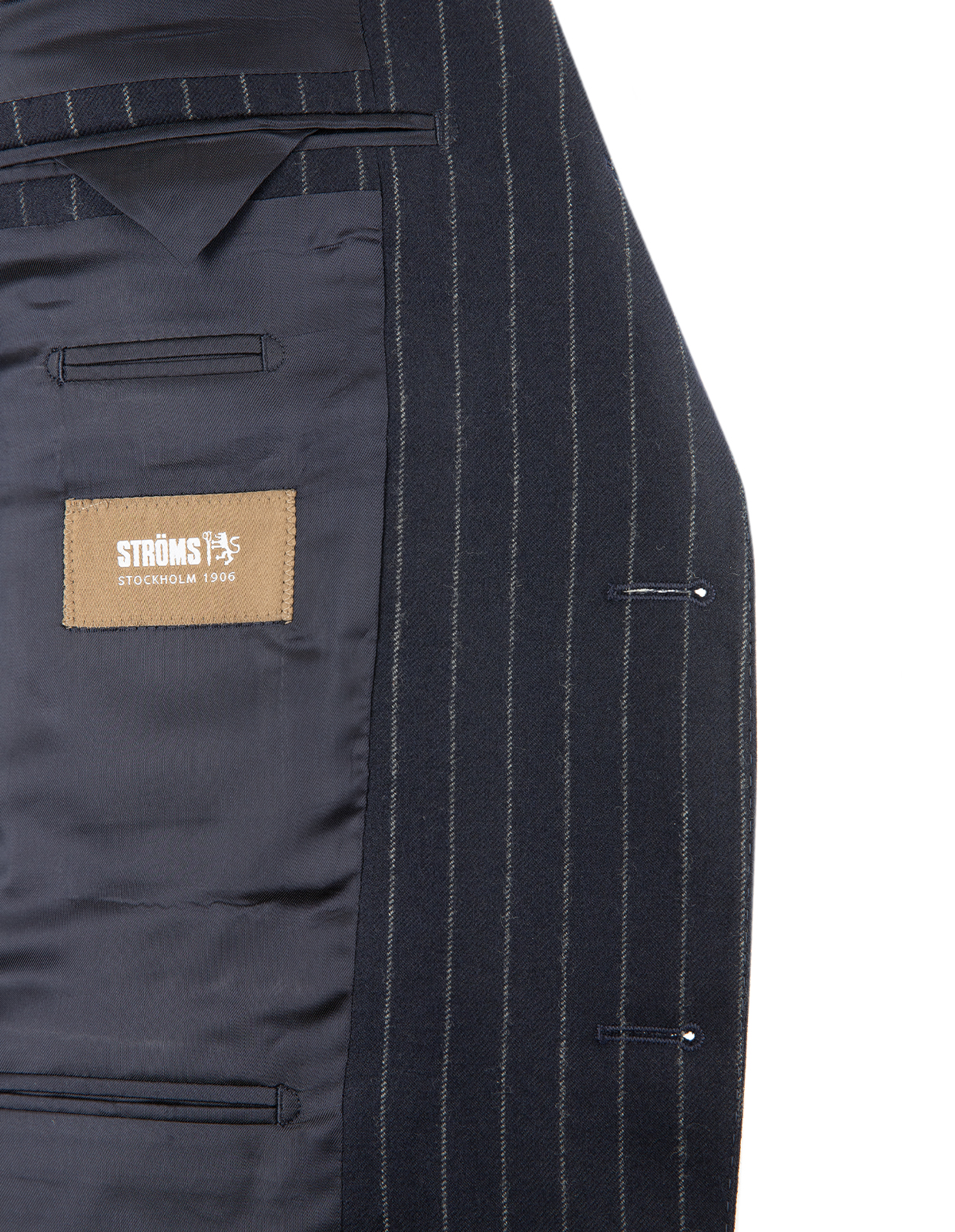 Firenze Kostym Ullflanell Kritstrecksrandig Navy