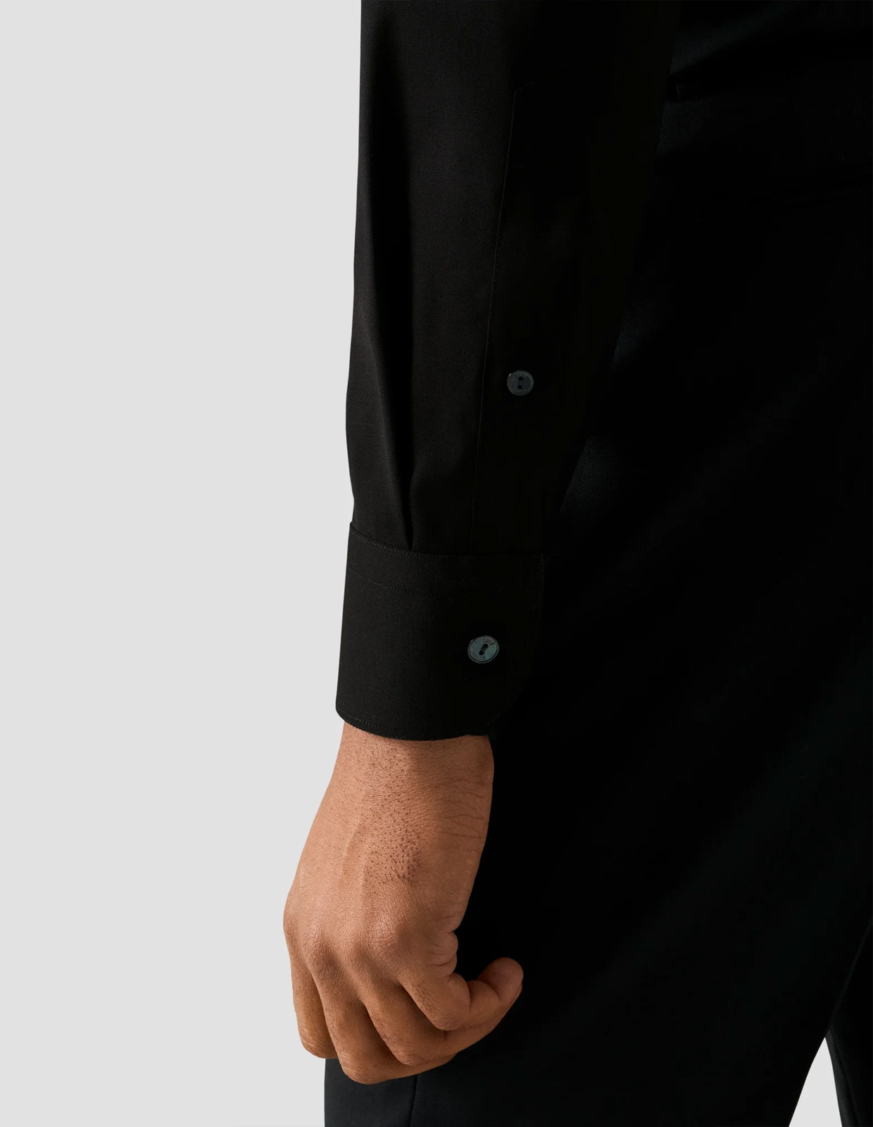 Slim Fit Skjorta Merinoull Svarta 41