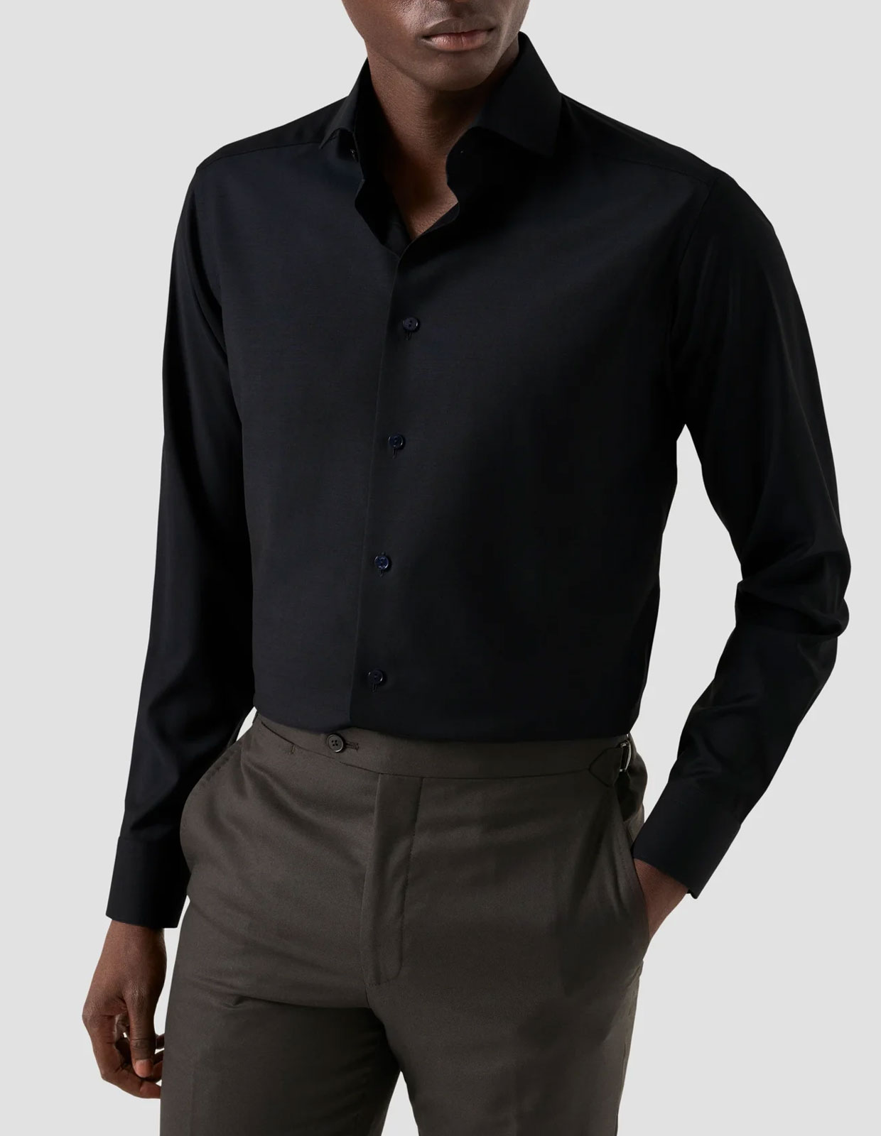 Slim Fit Skjorta Merinoull Marinblå