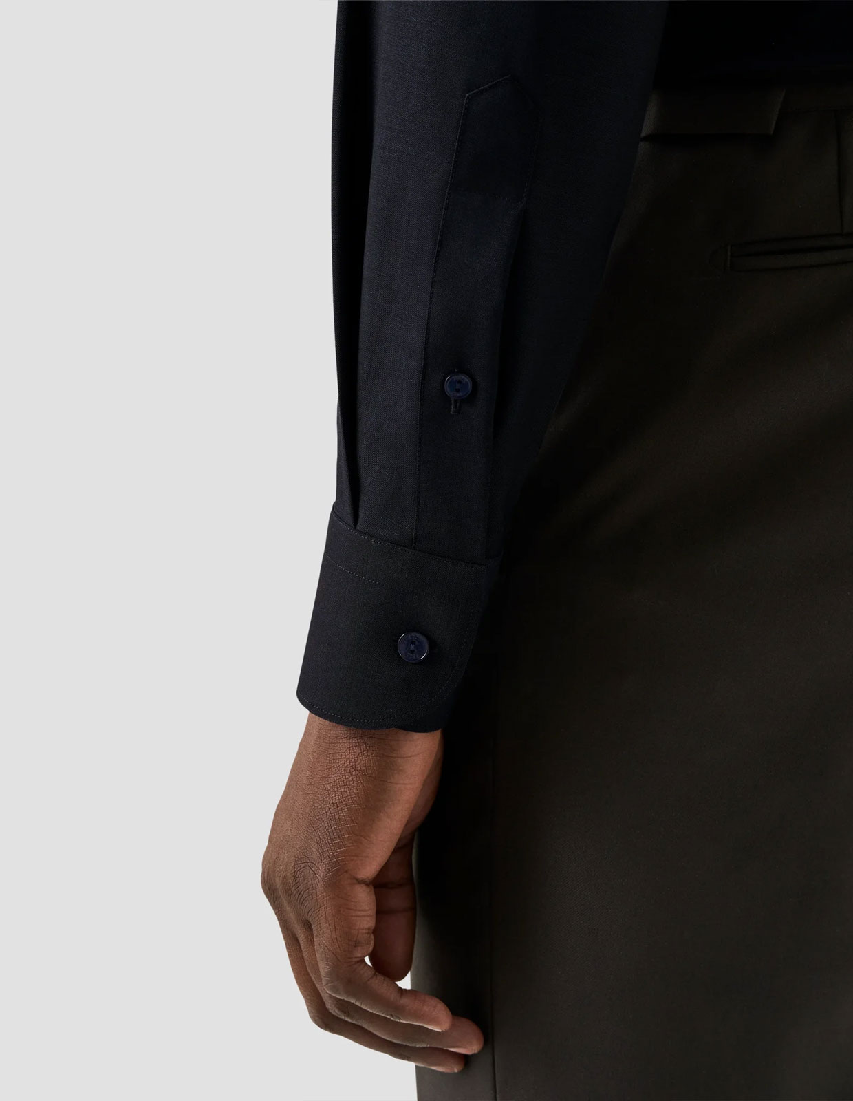 Slim Fit Skjorta Merinoull Marinblå
