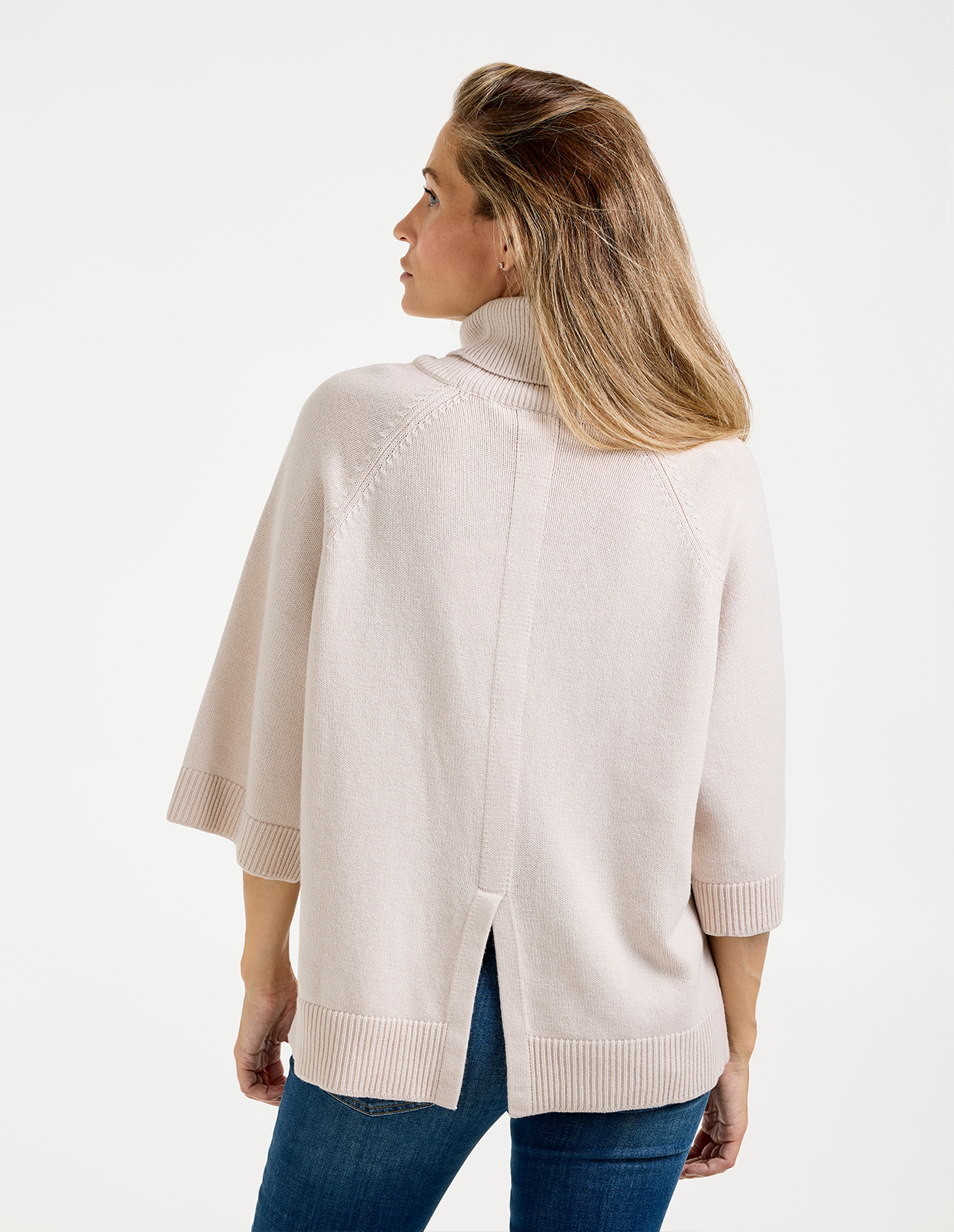 Polo Poncho Tröja Ljusbeige