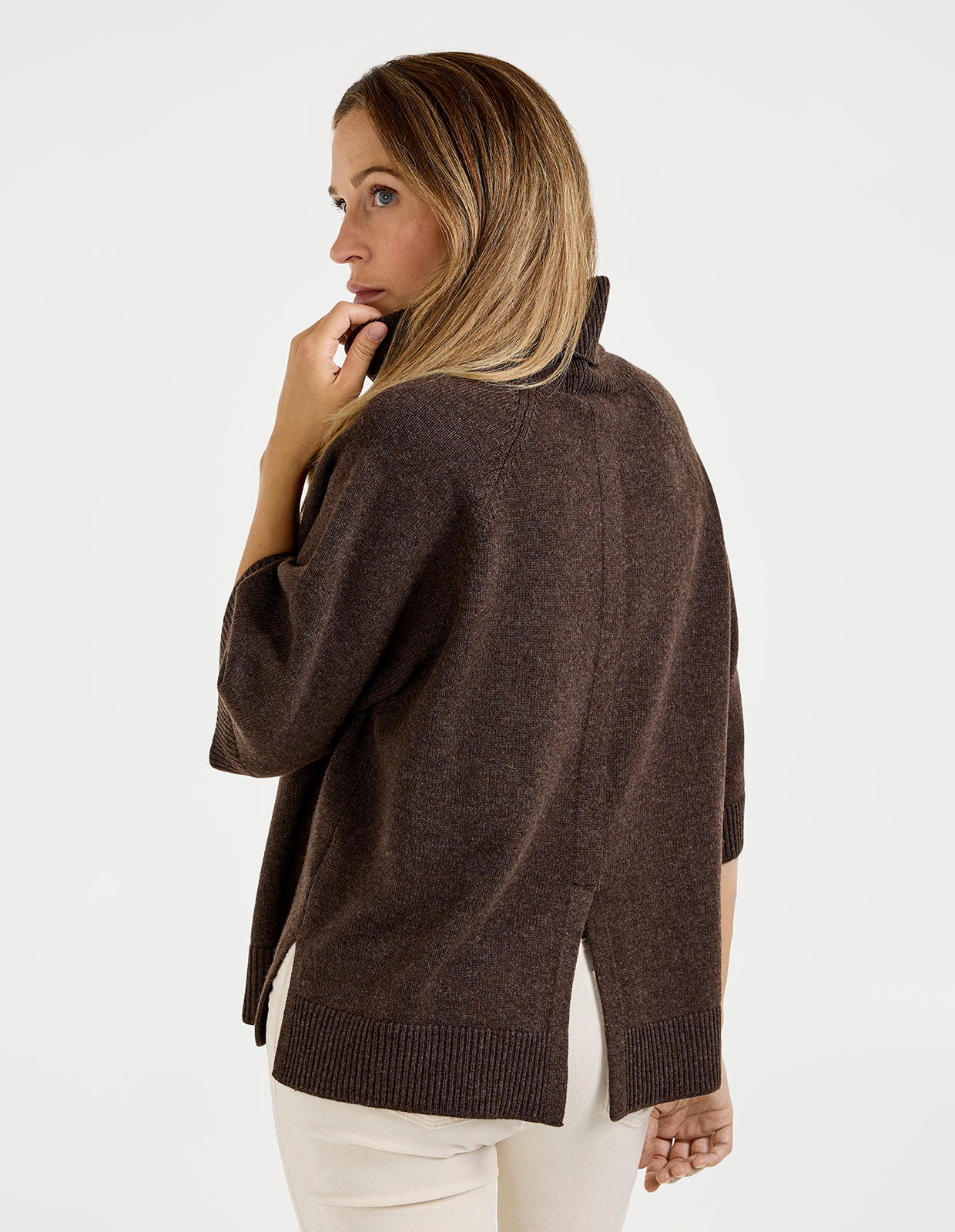 Polo Poncho Tröja Brunmelerad