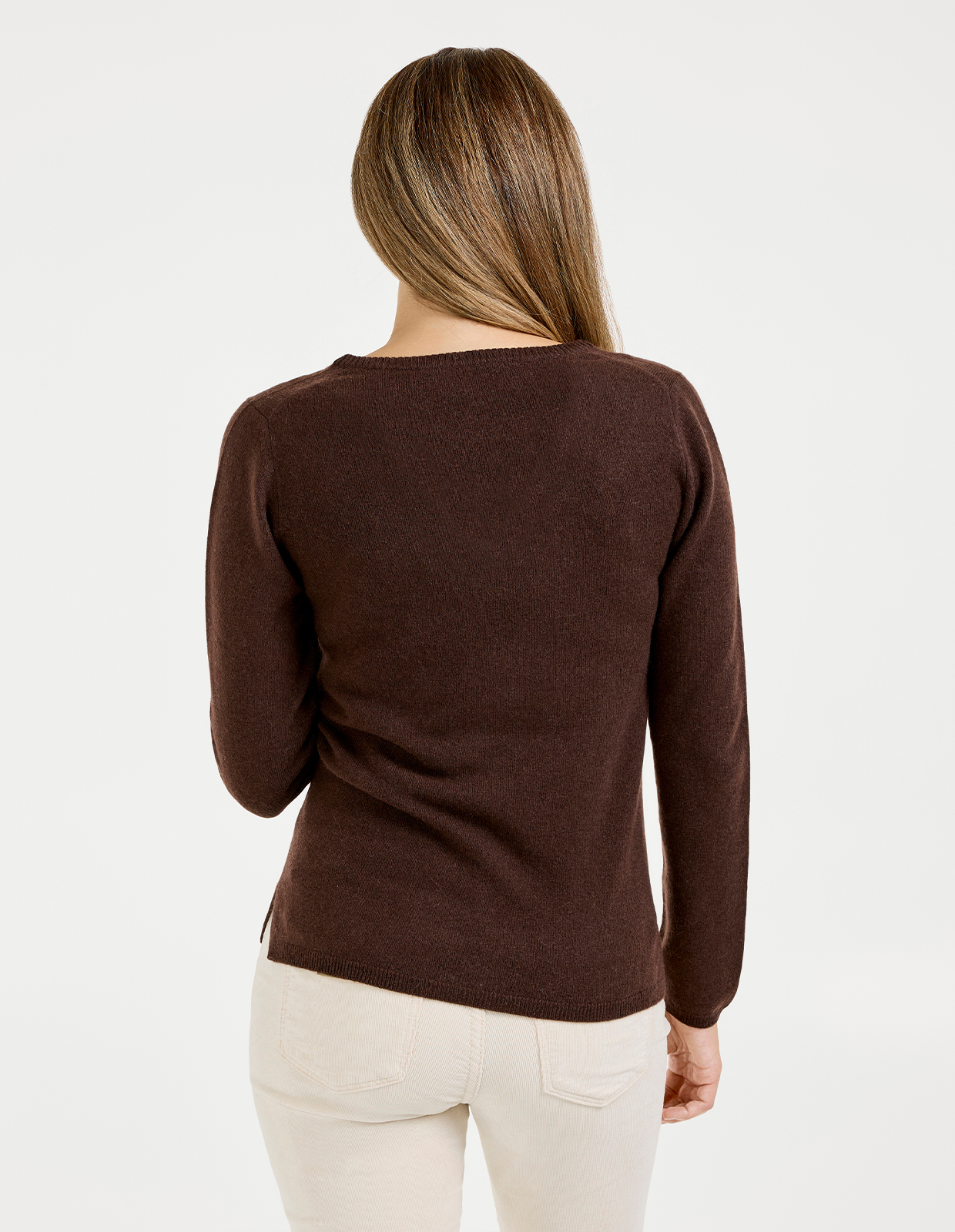 Smilla V-ringad Ull/Cashmere Brun