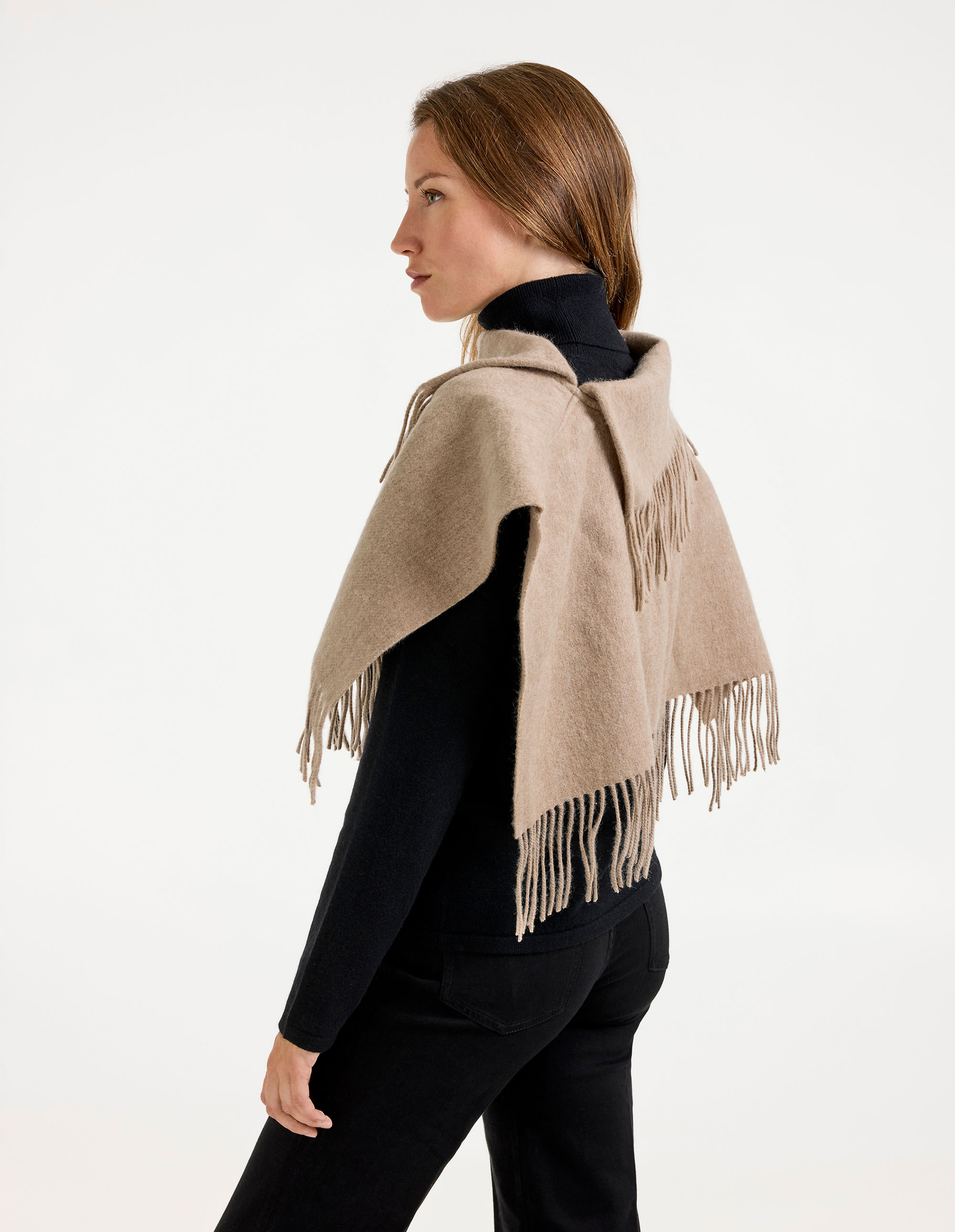 Turtla Poncho Ull Brun Melerad