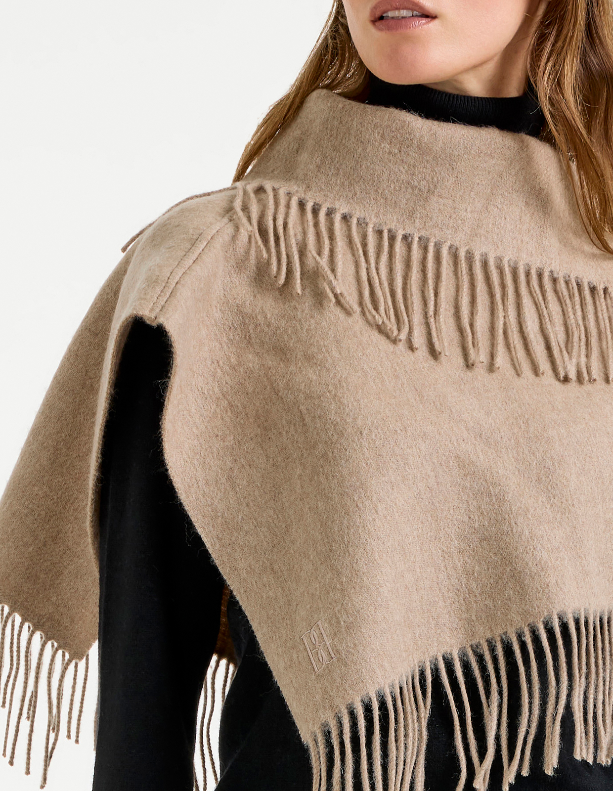 Turtla Poncho Ull Brun Melerad One Size