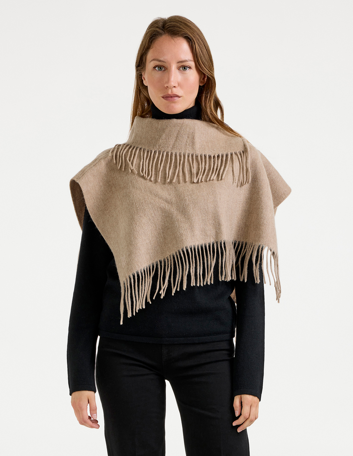 Turtla Poncho Ull Brun Melerad
