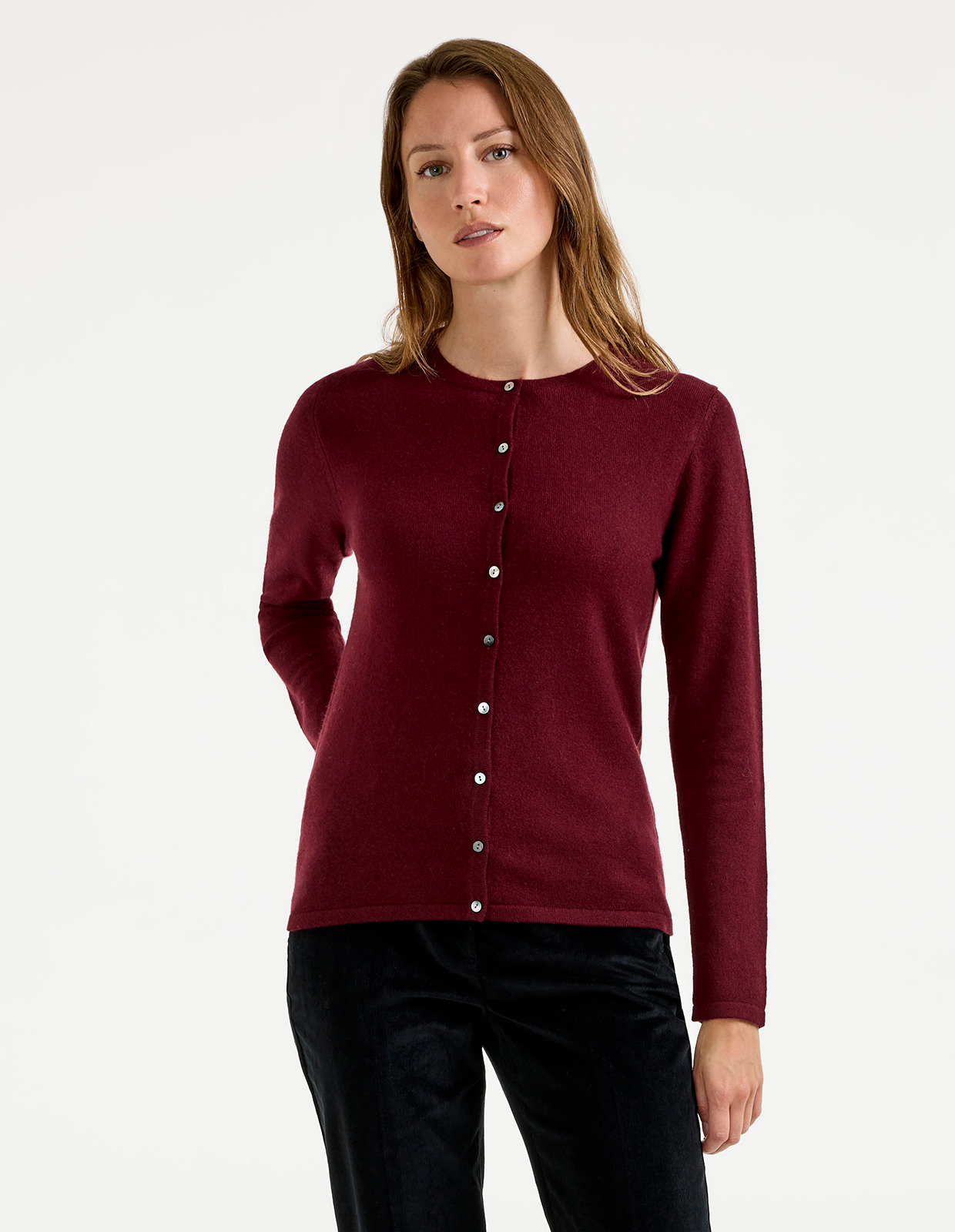 Sandy Cardigan Cashmere Vinröd