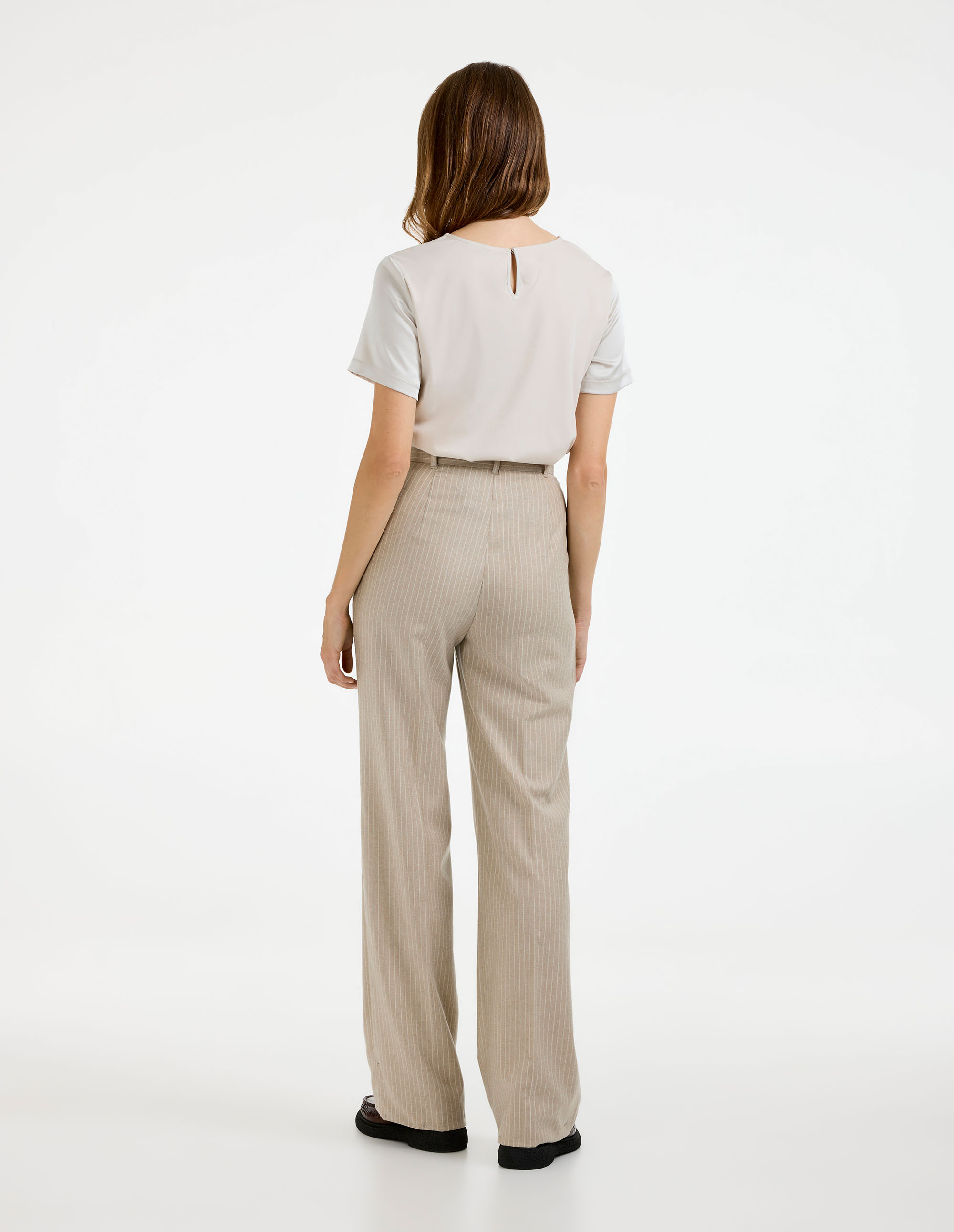 Medium Byxa Ull Beige Randig