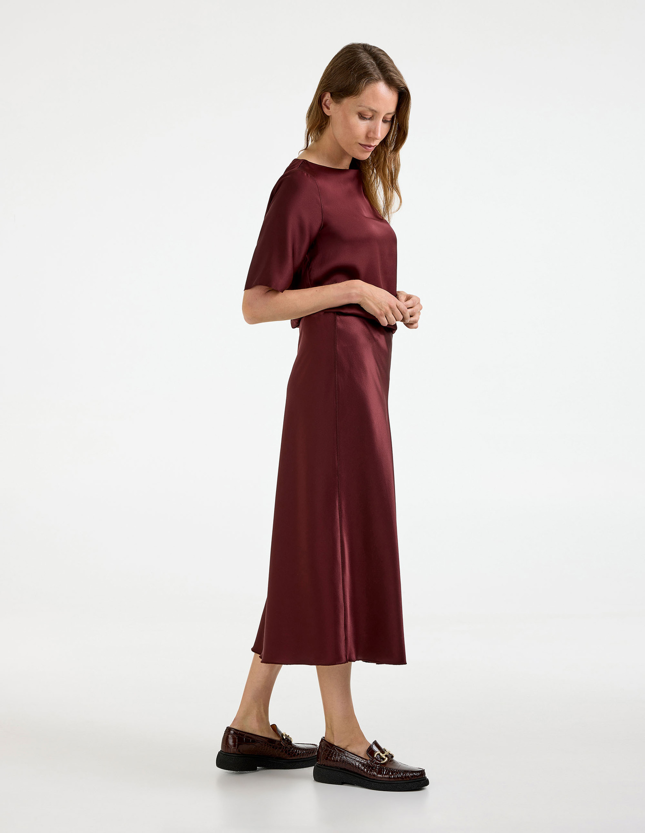 Hana Kjol Siden Vinröd XS