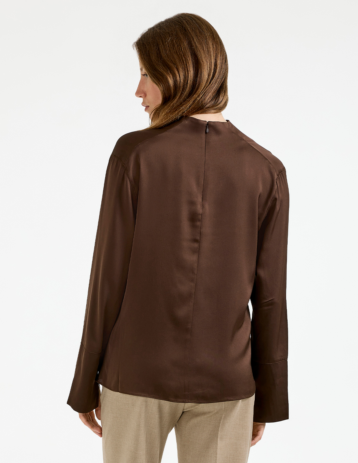 Ayumi Blus Siden Mörkbrun M