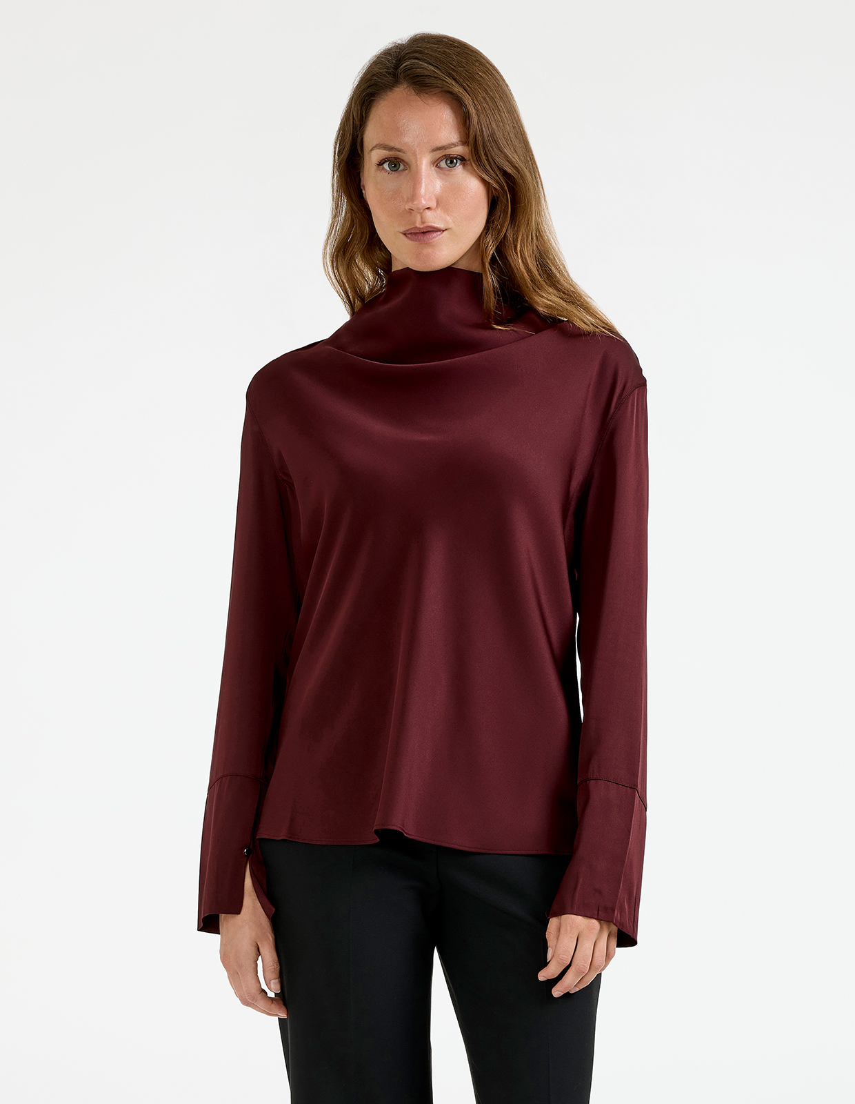 Ayumi Blus Siden Vinröd