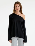 Chiney Off Shoulder Silk Blouse Svart L