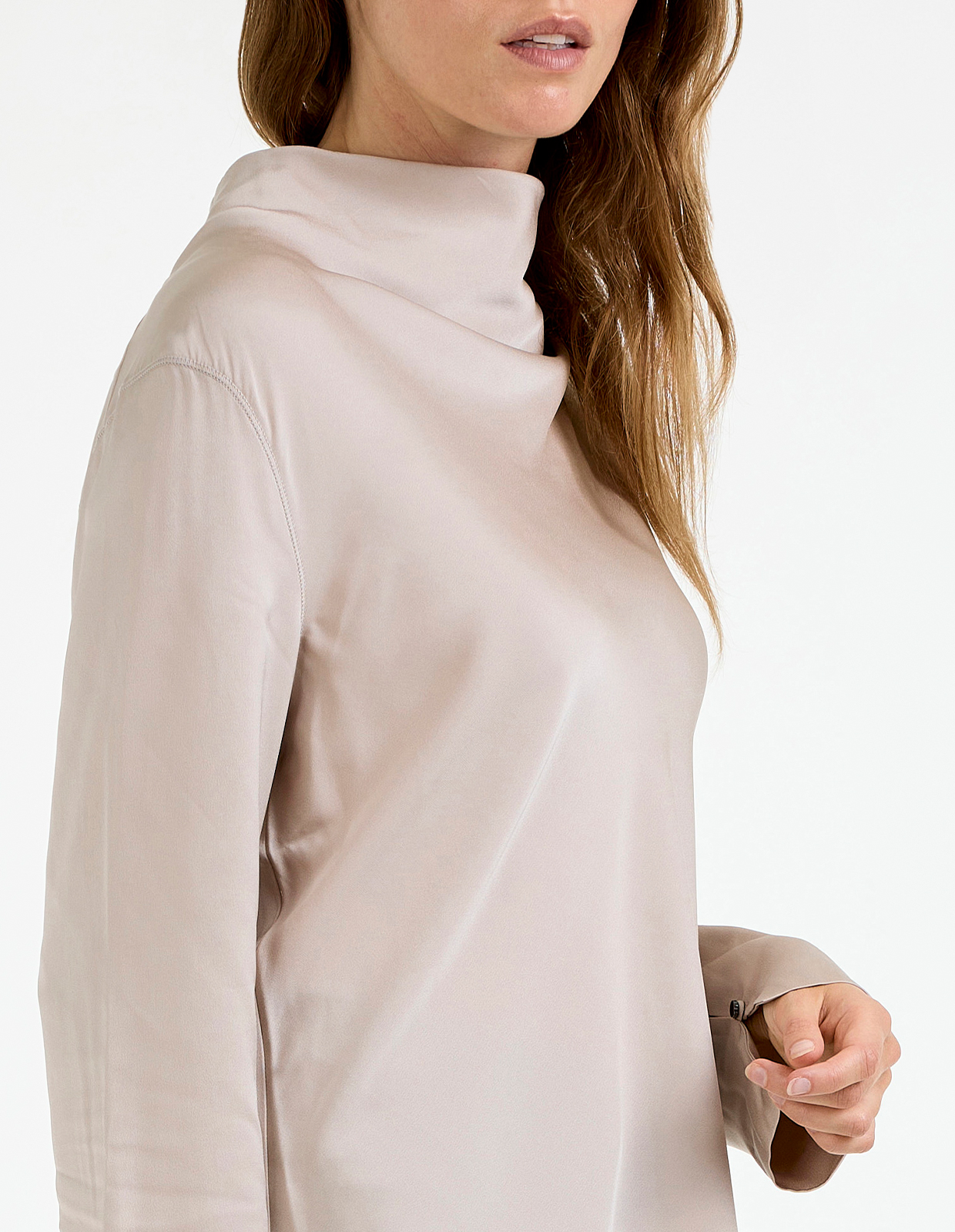 Ayumi Blus Siden Ljusbeige L