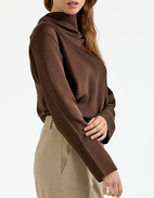 Ayumi Blus Siden Mörkbrun M