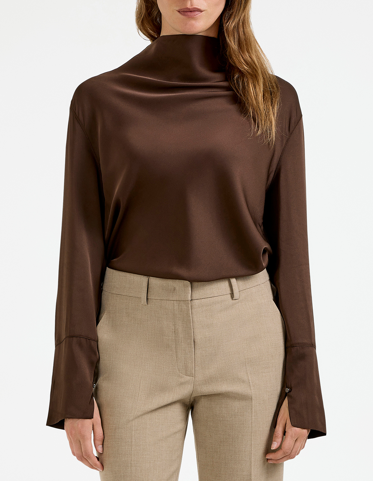 Ayumi Blus Siden Mörkbrun M