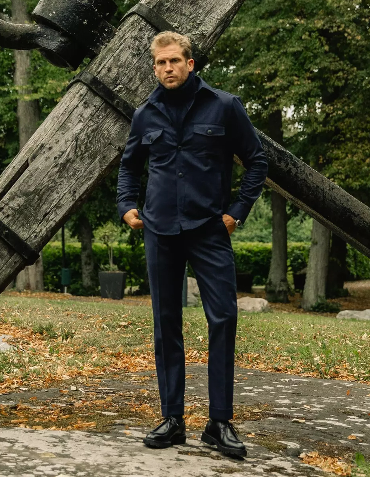 Firenze Overshirt Flanell Marinblå