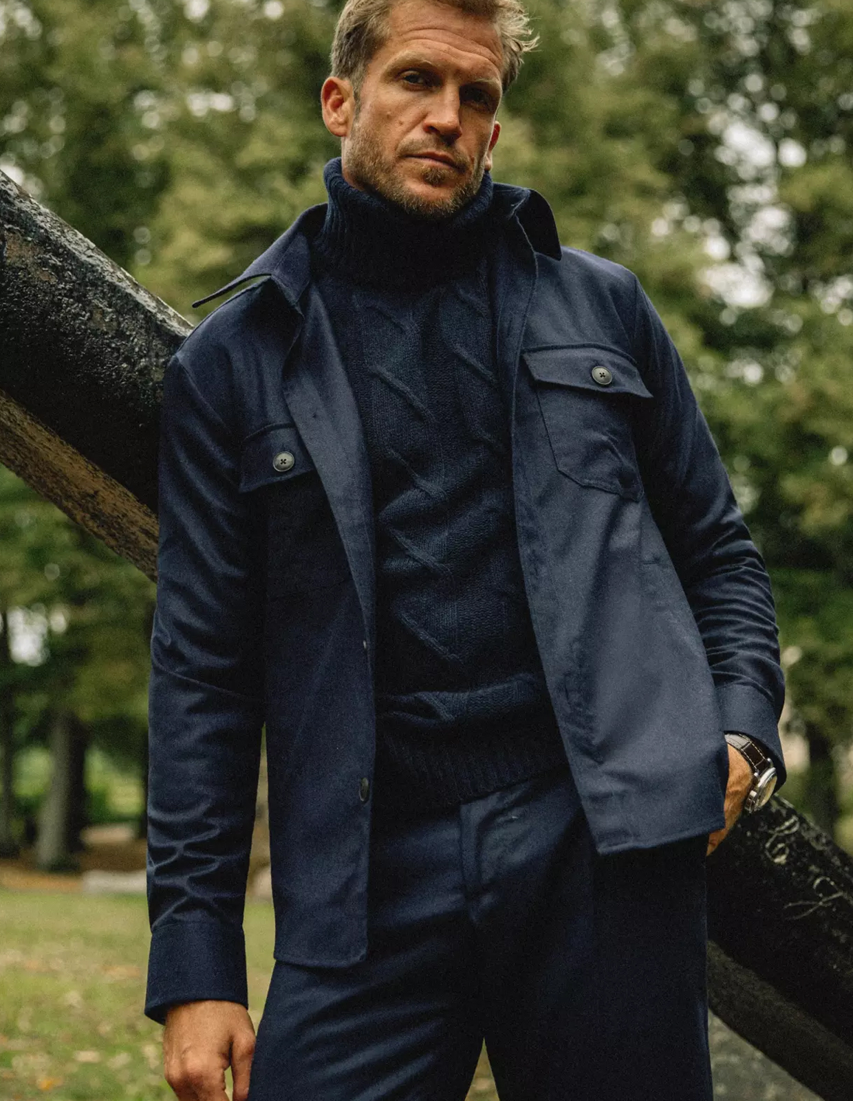 Firenze Overshirt Flanell Marinblå