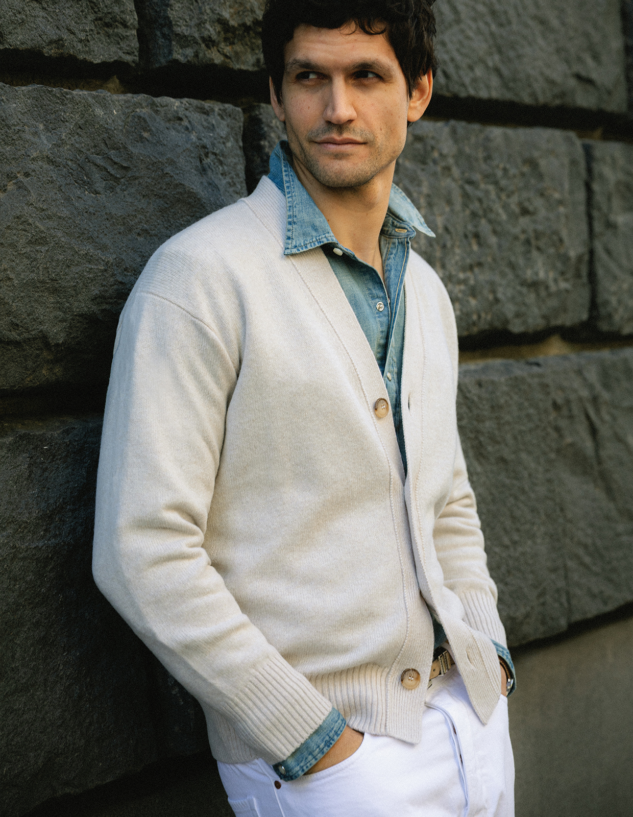 Cardigan Ull Ljusbeige