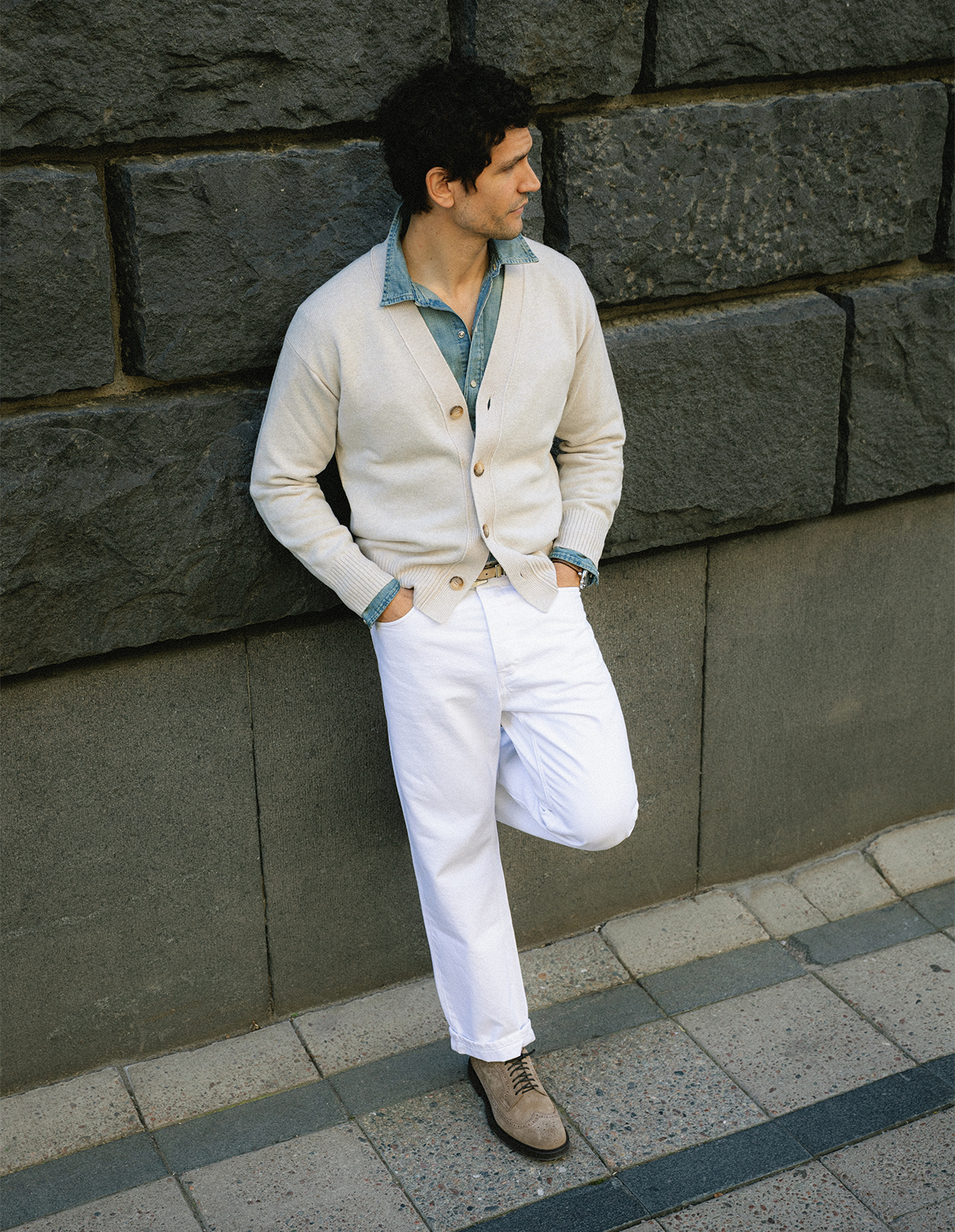 Cardigan Ull Ljusbeige